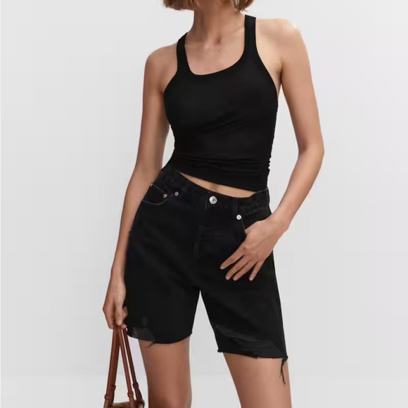 Mango Pants - Mango High Waist Denim Shorts